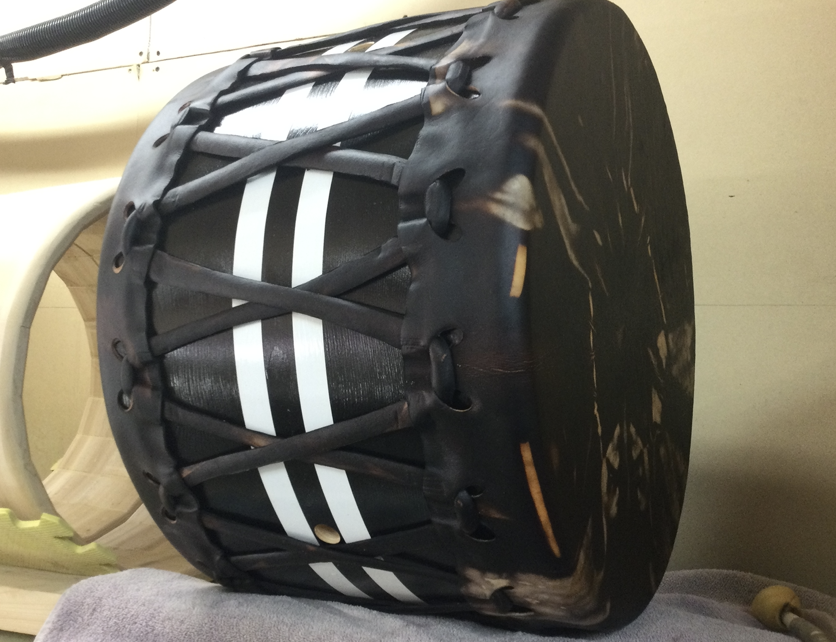 tribalspirit's tweet photo. Crazy cool drum we just finished up....heading out next week.  Love when clients come up with new, great designs. #powwowdrums #tribalspiritmusic https://t.co/S3wR5LEndW