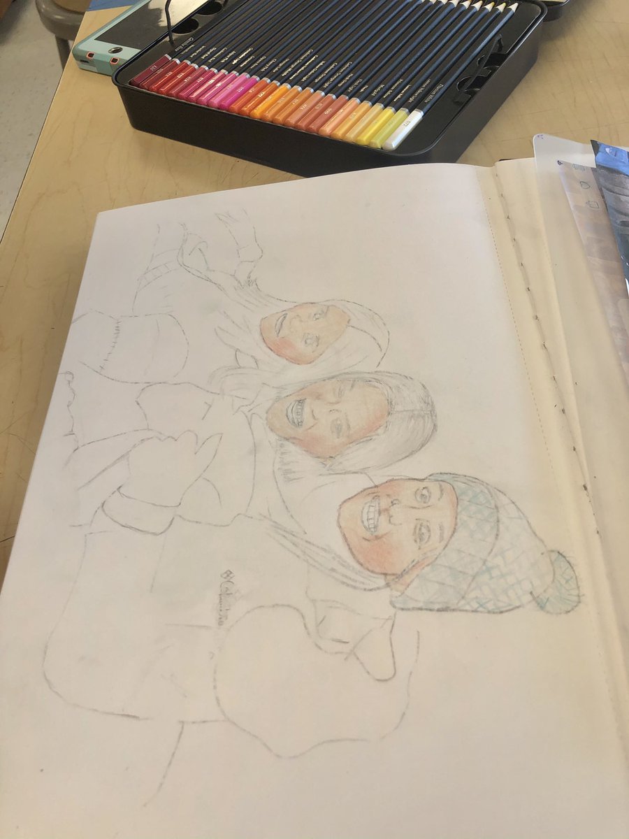 NBCArt's tweet photo. Look at this talent from 9th grader Vada Tomko in Art 1. The class read @scholasticArt magazine Grant Wood Working with Narrative &amp; they are having fun starting their own identity portraits @nbc_hsprincipal @nbcsuper @EmerMatt https://t.co/9zu2co7HBp