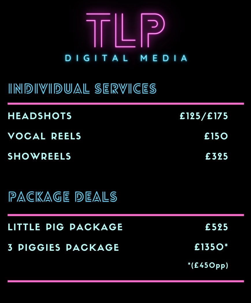 🎉 We’re officially taking bookings from April 12th - we also offer student discount! So get in touch 📩 

Make sure to share with friends, we’d be grateful for any retweets!

#3piggiespackage #headshot #vocalreel #showreel #actors
