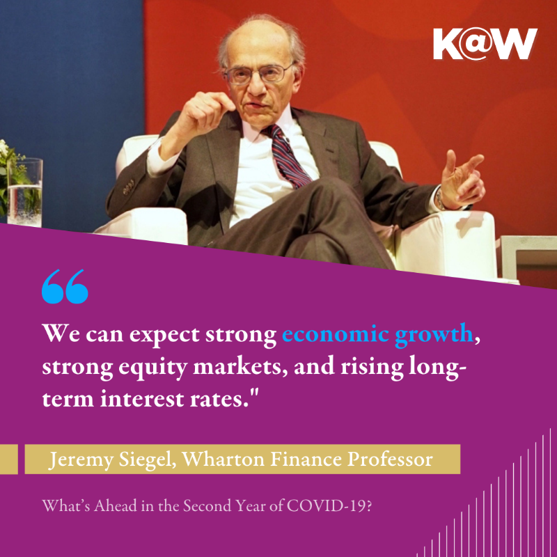 whartonknows's tweet photo. When #COVID19 began its insidious march across the globe more than a year ago, it disrupted every industry. We asked Wharton's @NRothbard, Jeremy Siegel, @HummySong, @mikeuse, @barbarakahn and @g_allon to tell us what they see in store for the rest of 2021.
