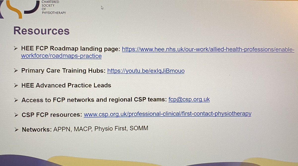 FJBlackman's tweet image. Thanks @thecsp &amp;amp; @NHS_HealthEdEng for an interesting #fcp webinar this evening. Think I am starting to understand sentinel trainers vs supervisors &amp;amp; Primary Care Training Hubs vs Regional AP Faculties! #collaborationforsuccess @sarahmortonnhs @GillRphysio @AbiHend @AmandaHensman