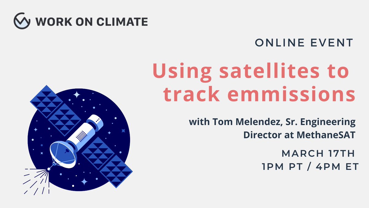 Did you know that oil and gas sources leak 70–80M tons of methane gas into the atmosphere each year?  <a href="/MethaneSAT/">MethaneSAT</a> aims to detect those leaks from space. Join us on March 17th to learn more from Tom Melendez!  
RSVP Here: docs.google.com/forms/d/e/1FAI…