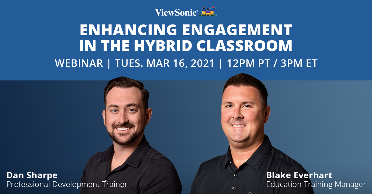 ViewSonicEDU_US's tweet image. Join us for a webinar on March 16th at 3 PM ET to learn how you can make hybrid learning more interactive and engaging. Plus, US participants will get a chance to win 1 of 3 ID0730 ViewBoard Notepads or 1 of 3 ID1330 ViewBoard Pen Displays!

Register here: viewsonic.zoom.us/webinar/regist…