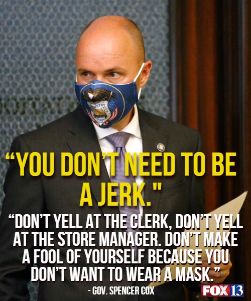 fox13's tweet image. Gov. Cox had some harsh words for people who disrespect others over mask wearing. bit.ly/3rHbBpj