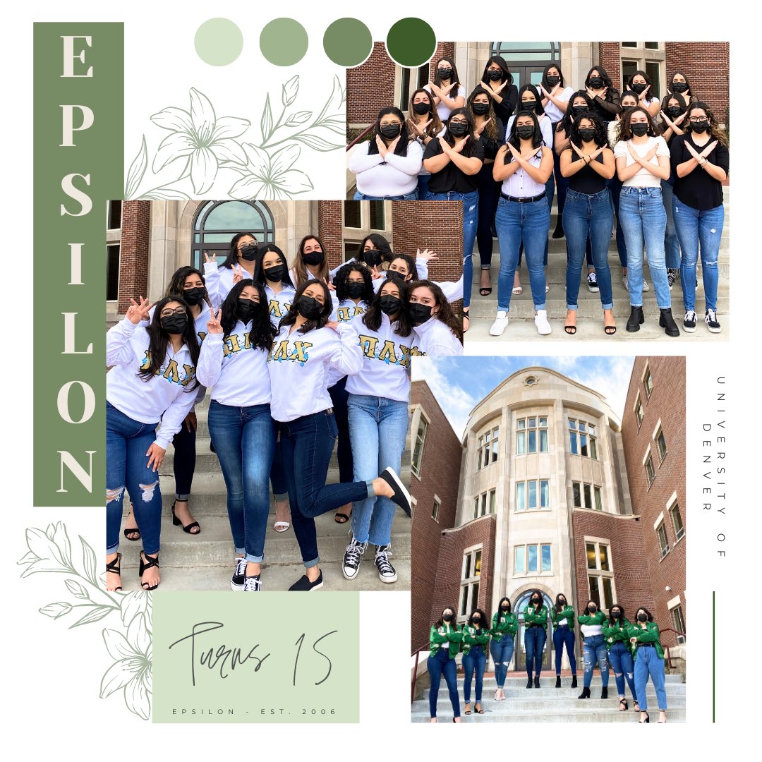 Our Epsilon Chapter at the University of Denver in Denver, Colorado celebrates 15 years since being founded today! Thank you to our 17 Chapter Founders and the 121 Sisters who have made Epsilon what it is and what it is made to be. 

Happy Founder's Day! 
Here's to you💛💚