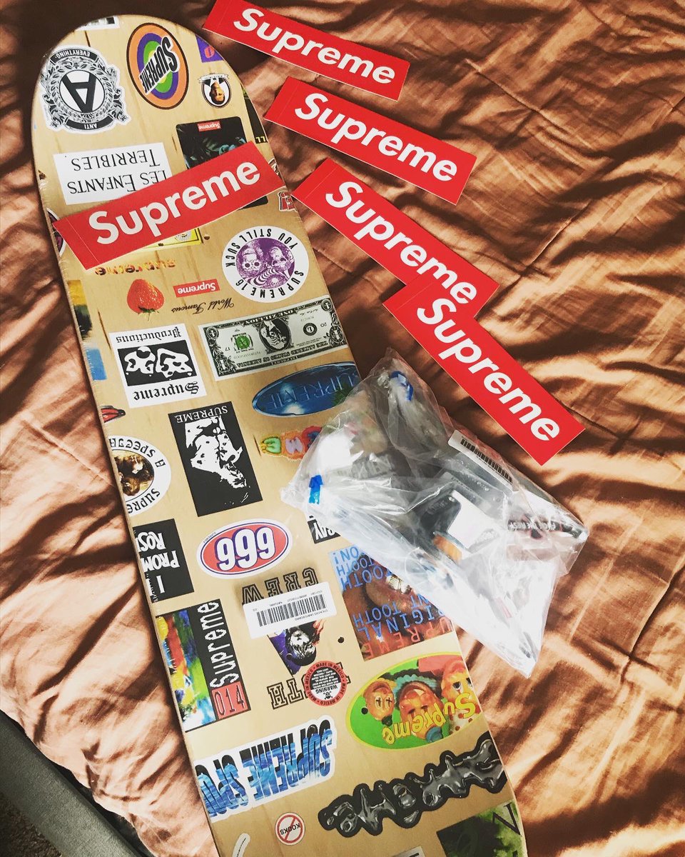 DucketsR_Us's tweet photo. Got my week 1 full supreme order minus 1 #KawsRedSkateboarddeck ..........#supremenewyork #supremeweek1 #supremeworkshirt #supremehanesboxer #supremehanestee #supremehanessocks #Supremeskateboard #supremestickersskateboarddeck #supremetrucks #Jordan5se https://t.co/wShZxD9qQA