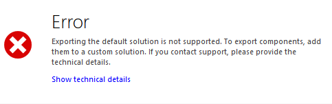 amervitz's tweet photo. Exporting the default solution used to be possible, now it's a feature limitation. This makes me sad. https://t.co/z1kE5Deuhj