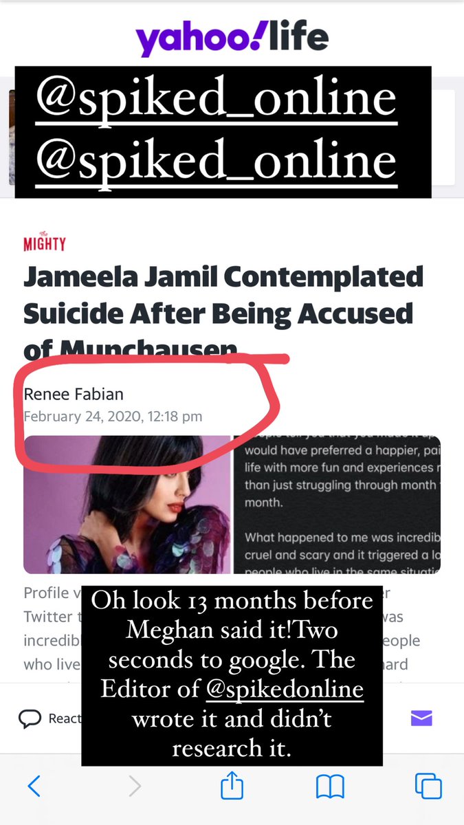jameelajamil's tweet photo. I KEEP SAYING STRONG WOMEN IN THE PUBLIC EYE HAVE THEIR CREDIBILITY AND REPUTATION SMEARED CONSTANTLY AND I AM TREATED AS PARANOID. Look at this dangerous, false shit. I said it over a year ago. When people speak about mental illness they are being brave, not weaponizing anything https://t.co/dl3UkucAKv