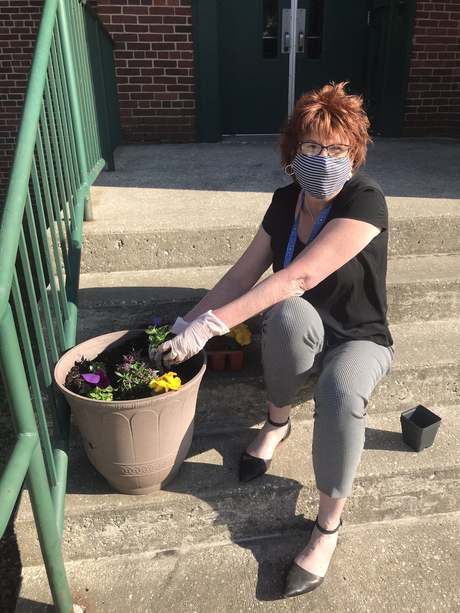Mrs. Winson, our principal, is getting our school ready for students— inside and out! See you Monday! 🌸 ☀️ #WeLoveMAES #TeamCardinal
