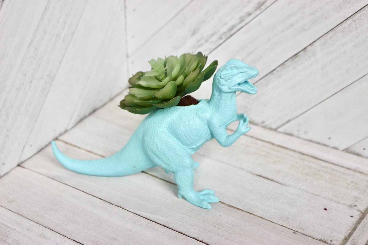 RepurposedT's tweet image. I love my Dino creations!!! On my shop now!  etsy.com/shop/Repurpose…. #dino #planter #succulent #rawr #etsy #shop #homedecor #repurposed #upcycled #cute #officedecor #deskplant