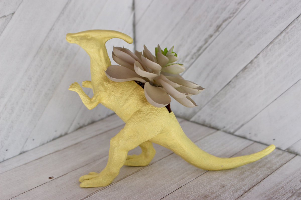 RepurposedT's tweet image. I love my Dino creations!!! On my shop now!  etsy.com/shop/Repurpose…. #dino #planter #succulent #rawr #etsy #shop #homedecor #repurposed #upcycled #cute #officedecor #deskplant