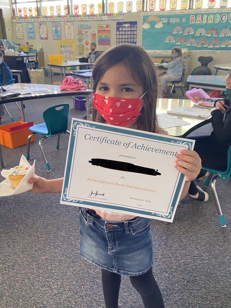 Congratulations to our first grade @Hall_Hawk for reclassifying as English proficient! All your hard work shows!