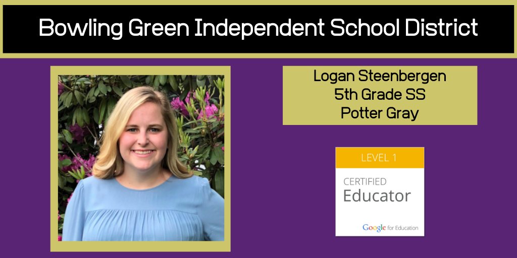 Join me in congratulating Logan Steenbergen on earning her Google Educator Level 1 Certification! 🎉🙌🤓 <a href="/PotterGrayPride/">Potter Gray</a>