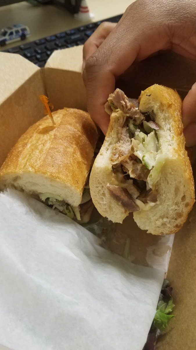 #FindLesterLunch hit a 'Daily Special' jackpot. This beauty from @unionmarketrva - pork lion with red onion, dijonnaise and arugula slaw. 
#RVA #rvafood #rvadine