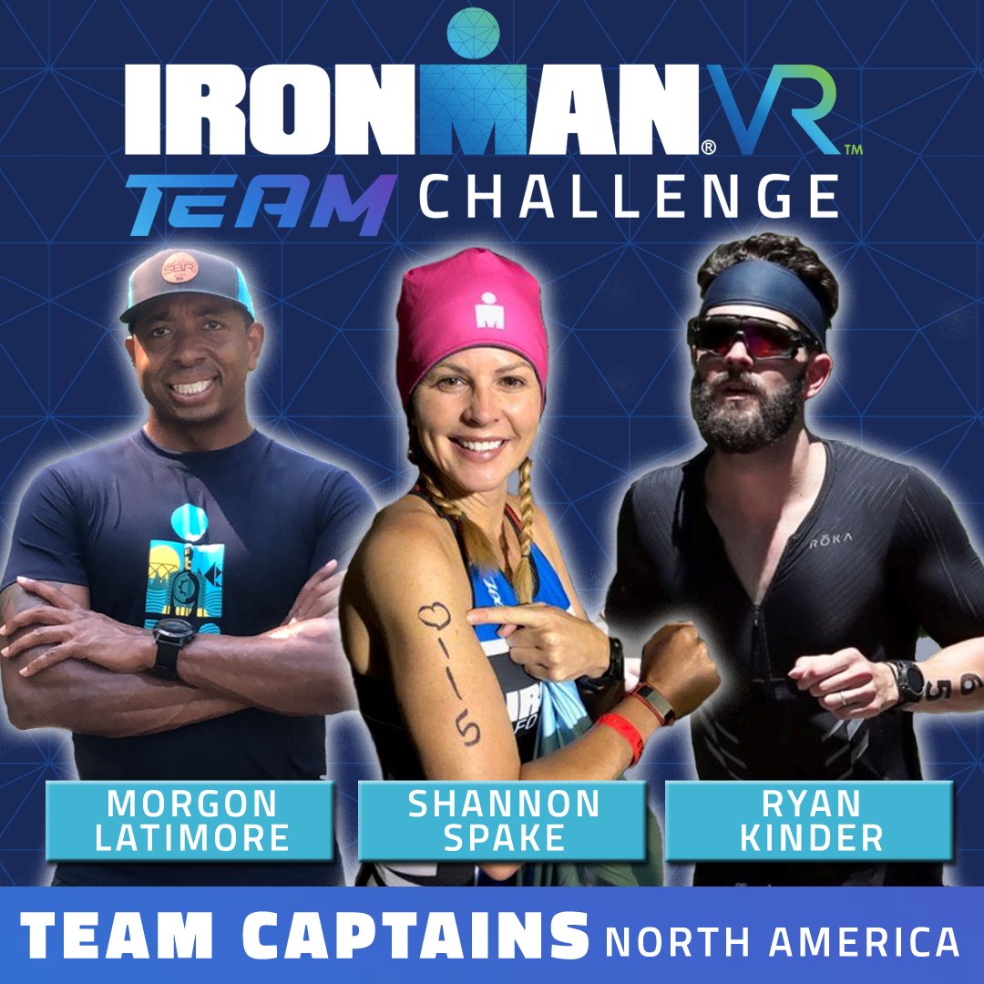 Kicking off the IRONMAN VR Team Challenge will be teams from North America. The captains are Nashville singer and songwriter @RyanKinder, U.S. Marine Corps veteran, Motivational Speaker, and IRONMAN U Certified Coach @LatimoreMorgon, and veteran sportscaster @shannonspake!