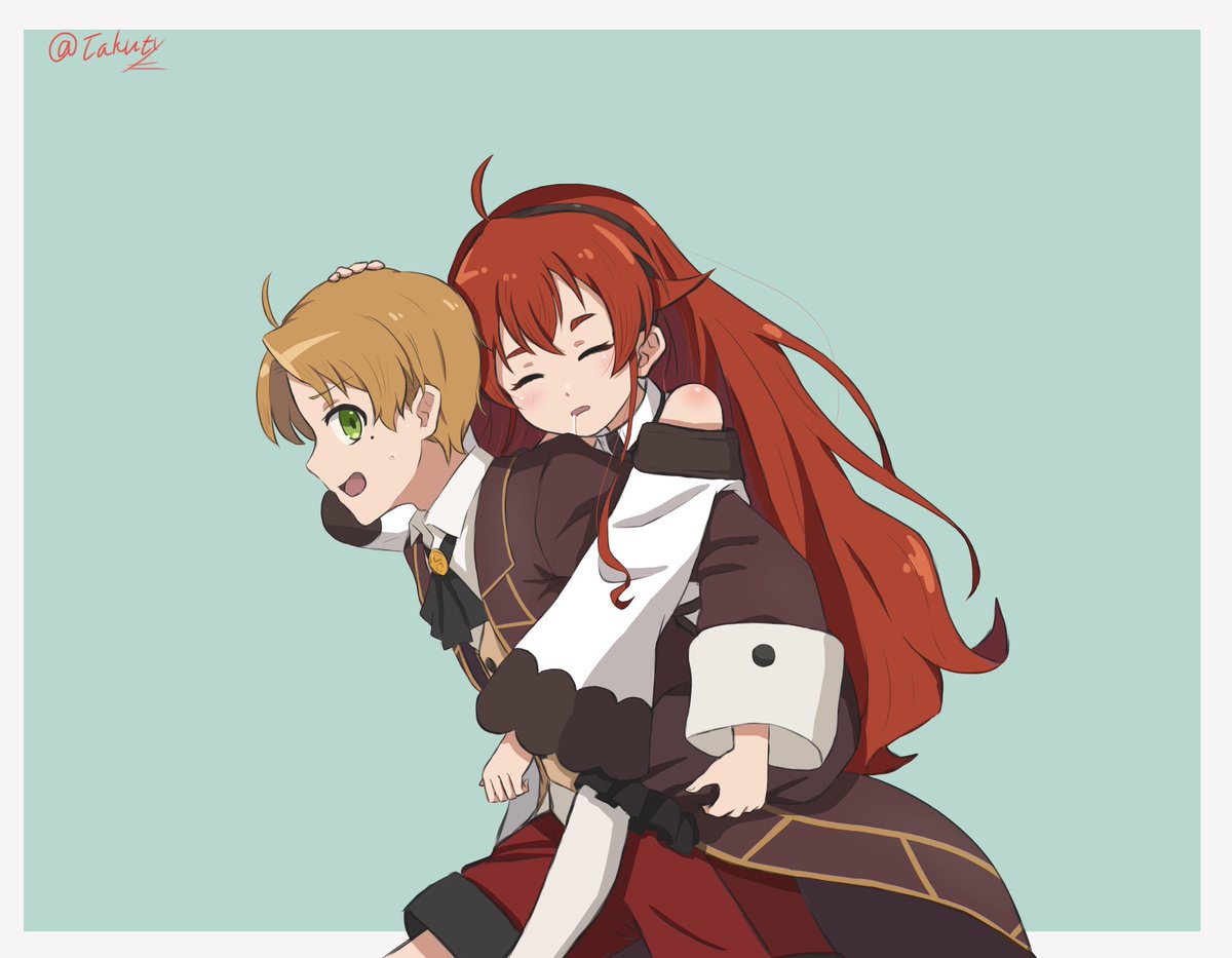 おんぶ 無職転生 エリス ルーデウス 絵描きさんと繋がりたい Takuty のイラスト
