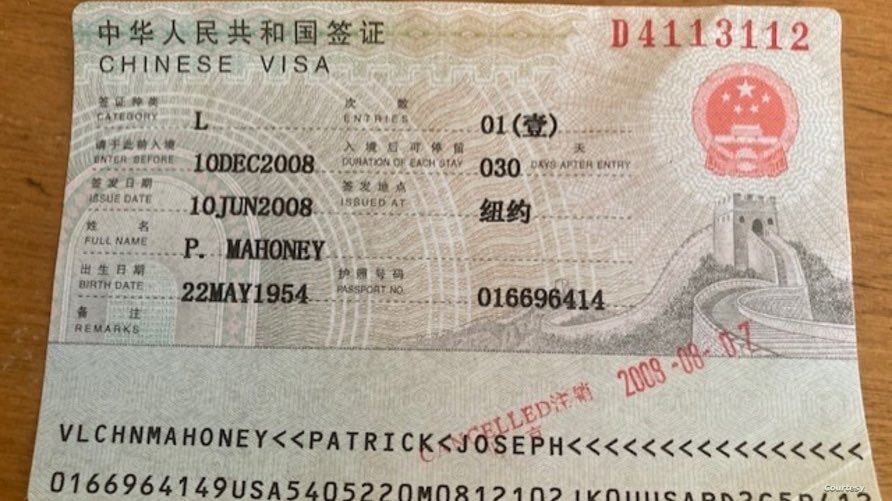 revmahoney's tweet photo. My Chinese visa from 2008 when I was arrested & “expelled” from China after standing for human rights at the Olympics! #HongKong @Stand_with_HK @hk_watch @FreedomHKG @SolomonYue @Fight4HongKong @hkdc_us @NY4HK #StandForHK https://t.co/mRfh9vOdaK