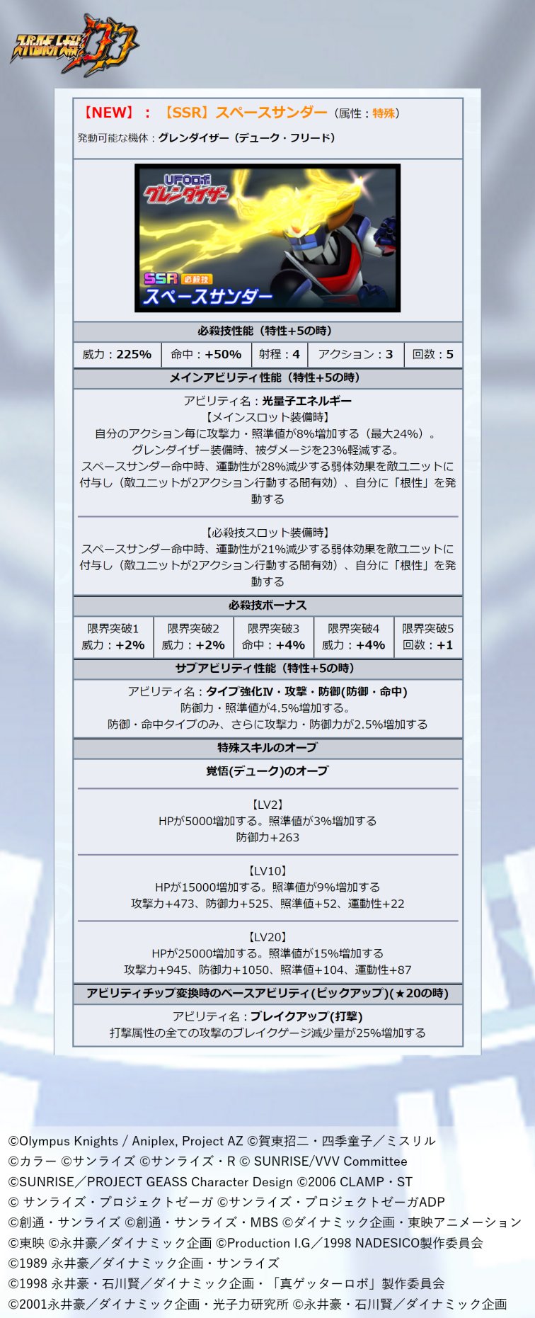 スーパーロボット大戦dd スパロボdd 公式 スペースサンダー 戦闘演出紹介 3月15日開始の 4ステップアップガシャ 心の光を灯せ に グレンダイザー デューク フリード の Ssr スペースサンダー が登場 性能をご紹介します スーパーロボット大戦dd スパロボdd 公式 スペースサンダー 戦闘演出紹介 3月15日開始の 4ステップアップガシャ 心の光を灯せ に グレンダイザー デューク フリード の Ssr スペースサンダー が登場 性能をご紹介します