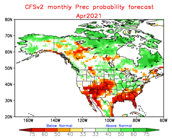 Early look at what April precip anomaly could look like. Corn Belt and N Plains abnormally wet April?