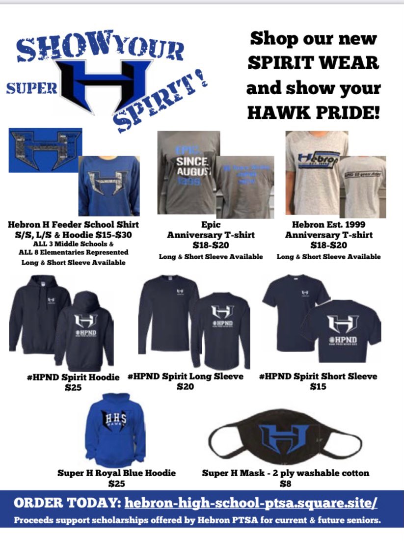 Order your spirit wear today!!  hebron-high-school-ptsa.square.site