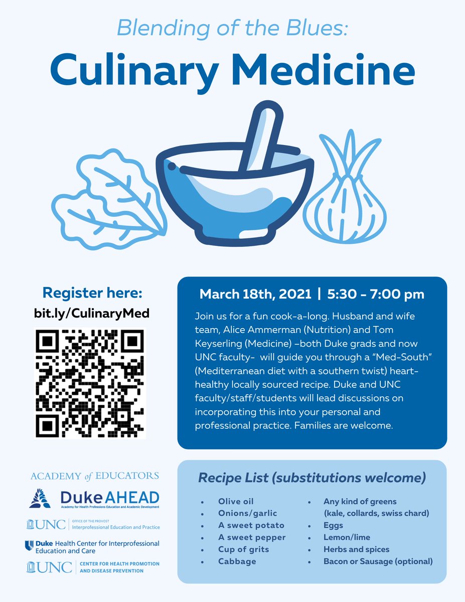 Meg Zomorodi (@megz4unc) on Twitter photo Please join us for our blending of the blues event March 18 <a href="/ahead_duke/">Duke AHEAD</a> <a href="/DukeIPEC/">Duke Center for Interprofessional Education & Care</a> <a href="/unc_ipe/">Office of Interprofessional Education & Practice</a> <a href="/UNC_SOM/">UNC School of Medicine</a> <a href="/UNCNursing/">UNC Nursing</a> <a href="/UNCPharmacy/">UNC Pharmacy</a> <a href="/UNCpublichealth/">UNC Public Health</a> <a href="/UNC_SSW/">UNC Social Work</a> <a href="/UNCDentistry/">UNC-CH Adams School Of Dentistry</a> @UNC_AHS <a href="/UNCSchoolofEd/">UNC School of Education</a> Please join us for our blending of the blues event March 18 <a href="/ahead_duke/">Duke AHEAD</a> <a href="/DukeIPEC/">Duke Center for Interprofessional Education & Care</a> <a href="/unc_ipe/">Office of Interprofessional Education & Practice</a> <a href="/UNC_SOM/">UNC School of Medicine</a> <a href="/UNCNursing/">UNC Nursing</a> <a href="/UNCPharmacy/">UNC Pharmacy</a> <a href="/UNCpublichealth/">UNC Public Health</a> <a href="/UNC_SSW/">UNC Social Work</a> <a href="/UNCDentistry/">UNC-CH Adams School Of Dentistry</a> @UNC_AHS <a href="/UNCSchoolofEd/">UNC School of Education</a>