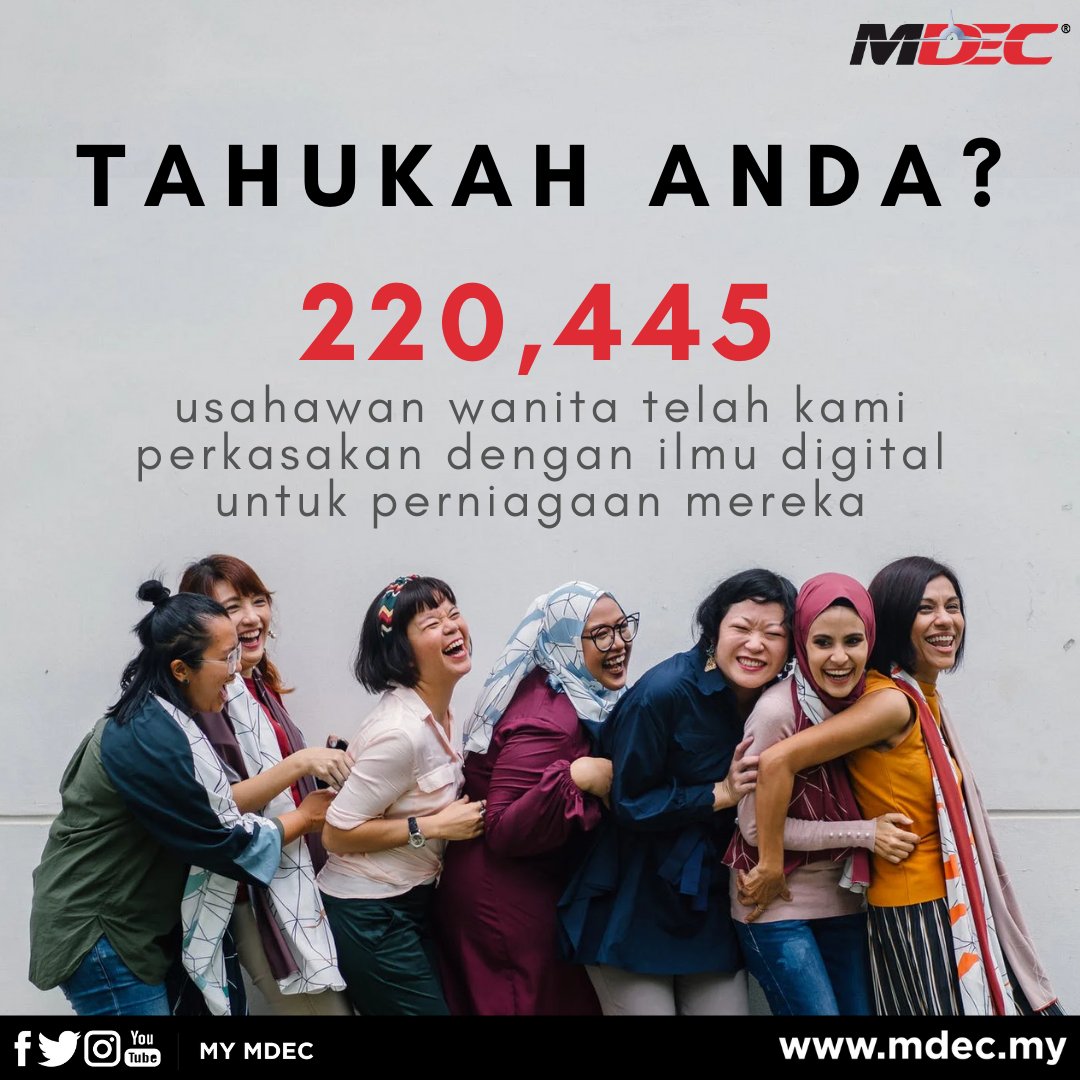 mymdec's tweet photo. 220,445 wanita dari program #MYMDEC #PeDAS, #eUsahawan Mikro & Muda telah diperkasakan dengan ilmu keusahawanan digital. Ketahui & sertai program tersebut secara PERCUMA di https://t.co/RvWF4J2AXq !
#GoeCommerce #SayaDigital #LonjakanDigital #ChooseToChange
@ChairmanMdec https://t.co/gKf29LAdfj