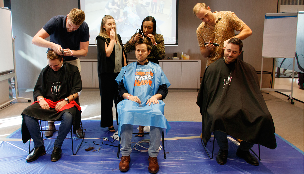 BDOAustralia's tweet photo. Congratulations to #teamBDO member Josh Burgess who has raised $20,750 for #ShaveforaCure. In support of Josh's recent diagnosis and his fundraising efforts, 13 colleagues in Brisbane stepped forward to get the chop. Well done everyone, and we wish Josh the best. #BDOProud https://t.co/VyBlwjA49L