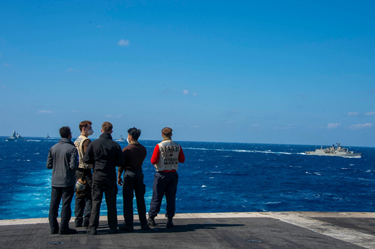 TheCVN69's tweet photo. One day they will spin a yarn w/their gchildren - recalling adventures of youth &amp; sure they will struggle to recall the name of a Shipmate (the funny looking one - w/the country accent) but they will remember the impossible blue of the Mediterranean &amp; sweet smell of jet exhaust. https://t.co/vTBkvXdvvh