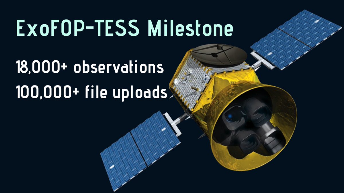 NExScI_IPAC's tweet photo. Milestone Alert!
Since 2018, the astronomical community has uploaded >100,000 files and >18,000 observations to NExScI’s ExoFOP-TESS service, which supports collaboration in TESS follow-up studies as part of the #NASATESS Follow-up Observing Program. https://t.co/YB8D2htp79 https://t.co/nsyfTLxmj8