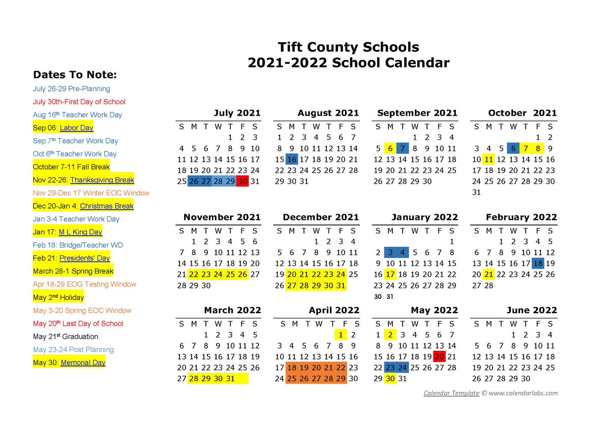 TiftSchools's tweet photo. The Board of Education has approved the calendar for the 2021-2022 school year.#4theT 
https://t.co/gt6vGv6K70 https://t.co/sPIDjzdJvH