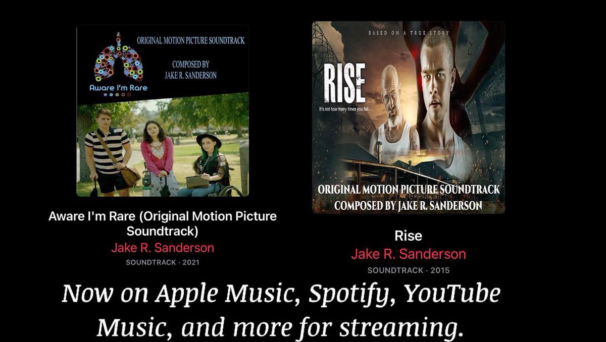 JakeRSanderson's tweet image. My scores to RISE 2015 &amp;amp; Aware I’m Rare (2019) is up on Apple Music, Spotify, YouTube Music and much more! Check them out! #awareimrare #rise #rise2015 #applemusic #spotify #music #stream