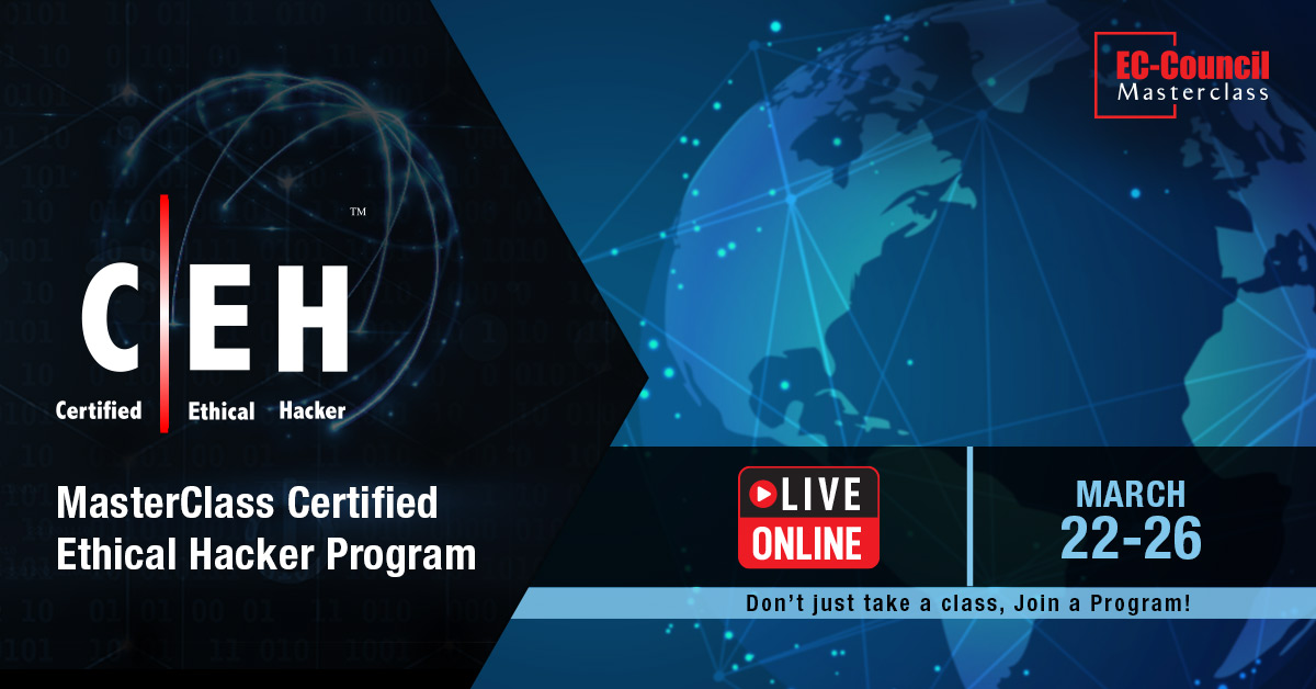 ECCOUNCIL's tweet photo. Learn #ethical #hacking from active industry practitioners. Get Certified Online. Enroll in EC-Council’s #MasterClass #CEH Program for hands-on training delivered by globally renowned trainers.
#EthicalHacking #LearnHacking #CEHMaster
Learn more: https://t.co/OrbNbhPvRS https://t.co/C5MCyixpLA