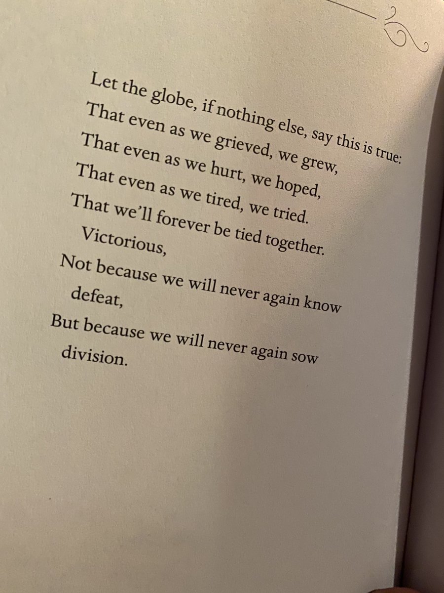 The inaugural poem by ⁦<a href="/TheAmandaGorman/">Amanda Gorman</a>⁩ is out as a book March 30. When it reached my house a kid said: “I read that several times. We read it in school.” Also recalled the inauguration, how Gorman said certain words. Then she asked to see the book, and read it again.