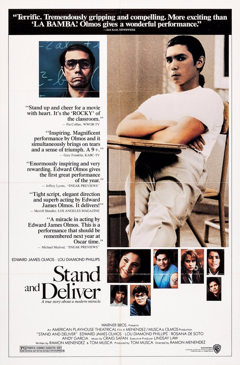 FilmNewsNos's tweet photo. 🎬MOVIE HISTORY: 33 years ago today, March 11, 1988, the movie ‘Stand and Deliver’ opened in theaters!

@edwardjolmos @LouDPhillips #EstelleHarris #VirginiaParis #WillGotay #IngridOliu #CarmenArgenziano #RosannaDeSoto #VanessaMarquez #LydiaNicole #AndyGarcia #JamesVictor https://t.co/LnK2FB8OUp