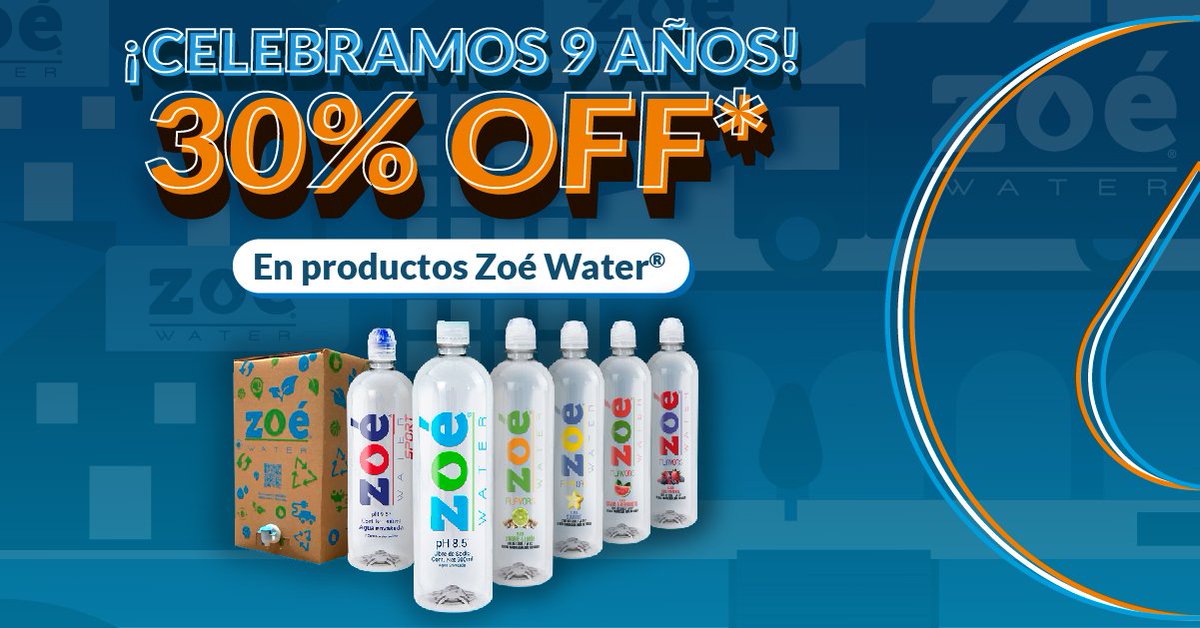 WARPmagazine's tweet photo. ¡@zoe_water celebra 9 años y trae esta gran promoción para ti!
30% de descuento en la compra de sus productos.
Haz tu pedido ¡YA! en https://t.co/cJ3c0XJOnA 💧
#ZoeWater #LlénateDeVida #WARPMagazine https://t.co/Q1AnlPgDgZ