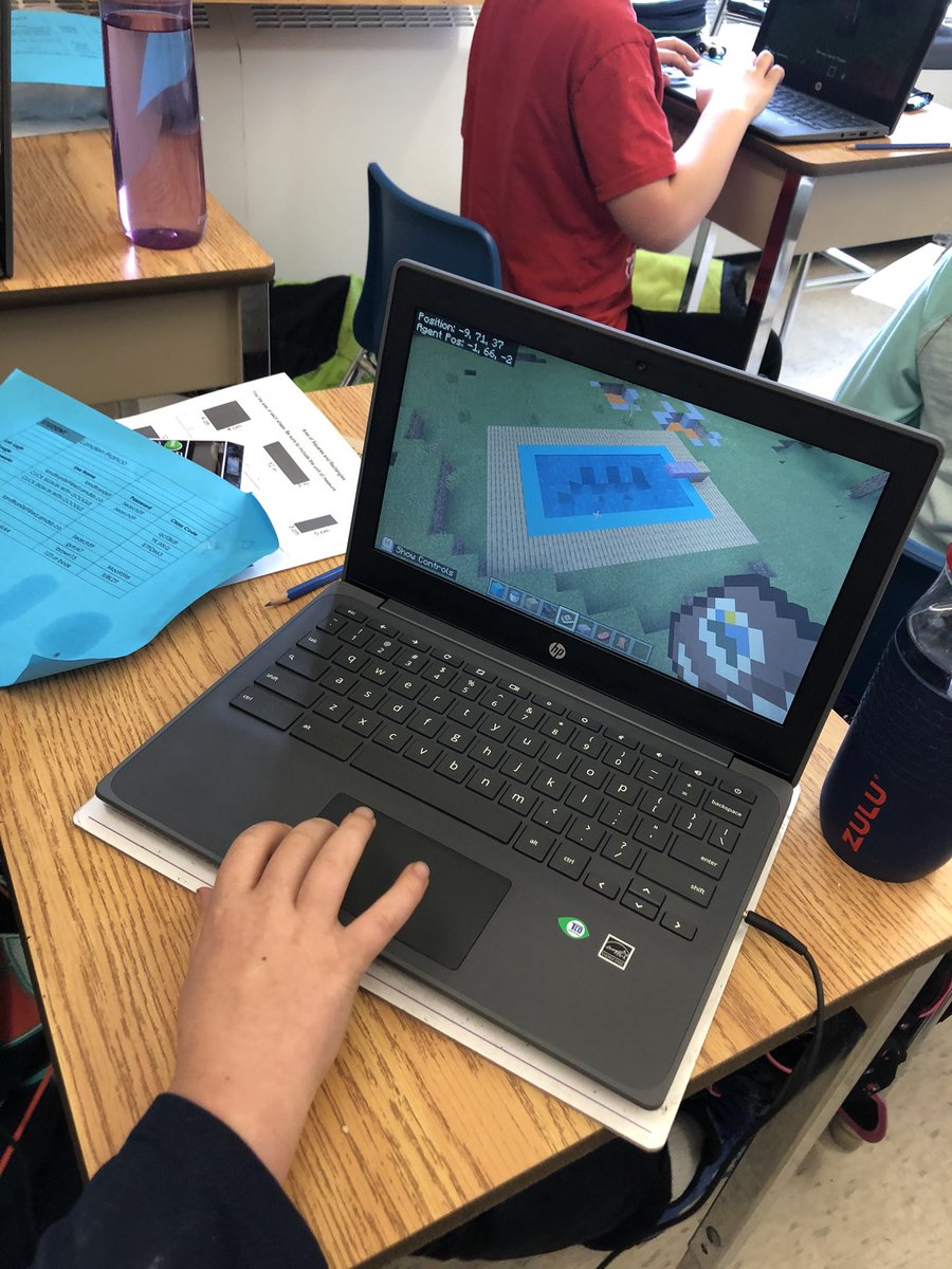 teach_msK's tweet photo. Today we are making pools that are 32 units square. Then we had to build a deck and find the total perimeter. We used the camera and portfolio to share our formulas and design in @PlayCraftLearn #kauffeetime #yourschool #codebreaker #minecraft https://t.co/szikME2FVO
