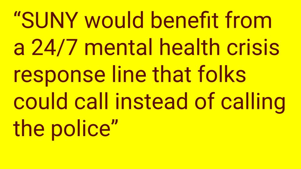 abolishSUNYcops's tweet photo. SUNY Students have excellent ideas on how to actually support students and keep them safe! We must defund and abolish SUNY Police! #abolishSUNYcops https://t.co/RM4KSx14gI
