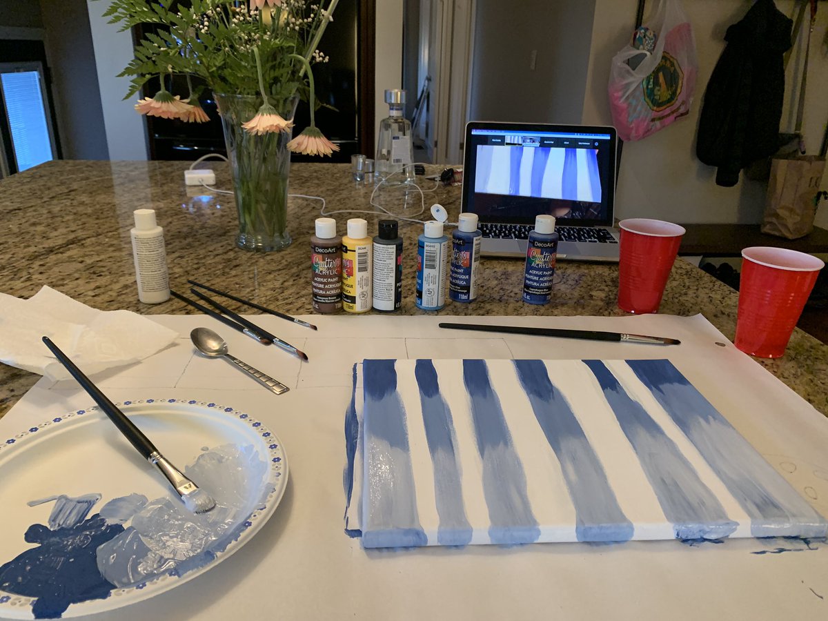 MmeCooke's tweet photo. I was so lucky to get to paint with the talented Moses Lunham. Tisgedaa - let’s paint- was a wonderful way to spend an evening painting with colleagues virtually. Thank you to The Indigenous Education Department for the opportunity. @MsGambleLKDSB #lkdsb https://t.co/gp155I0gQr
