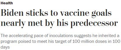 RNCResearch's tweet photo. Biden is gaslighting on vaccines.

The facts: Operation Warp Speed developed a vaccine in record time and was meeting Biden’s distribution goal before he took office.

Meanwhile, Biden spent months during the campaign sowing doubt about the efficacy of vaccines being developed. https://t.co/TO0sfSAWgC