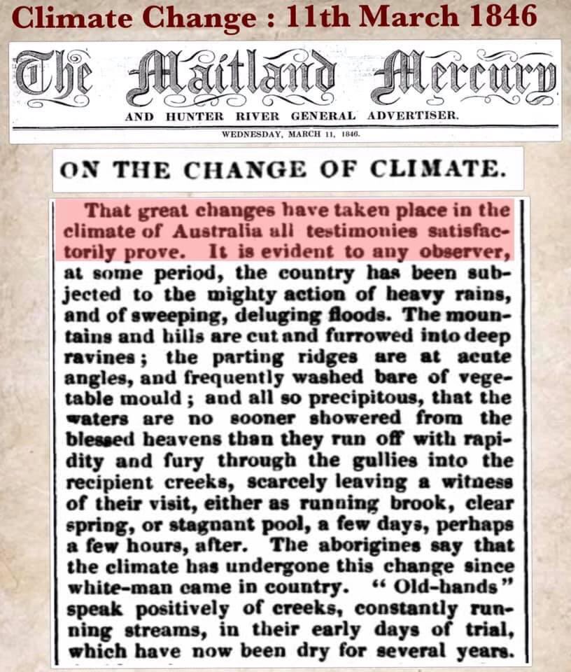 craigkellyAFEE's tweet image. CLIMATE CHANGE, 155 YEARS AGO 

From the Maitland Mercury, published on 11th March 1846. #stopgroupthink #climatealarmism

trove.nla.gov.au/newspaper/arti…