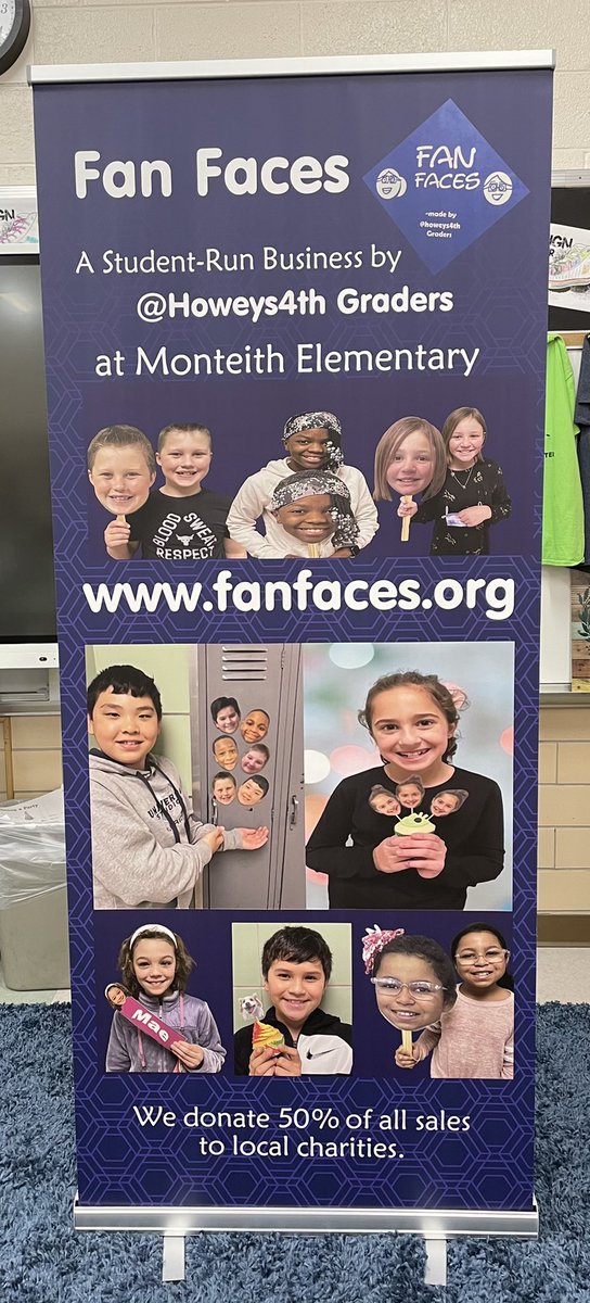 Howeys4th's tweet photo. Our new Fan Faces banner arrived!!🎉😊We’re hoping to hit our goal of $1000 in sales by 3/19/21, currently we’re at $883! 😉#advertising  #edcorp https://t.co/arXYplLmSL @gpmonteith @RWScholars @GPSchools @AudReimer https://t.co/0FLpb80Gio