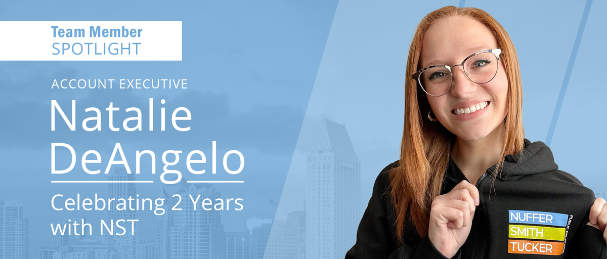 nstpr's tweet photo. It’s NSTer Natalie DeAngelo’s 2 year #workaversary today! Day in and day out Natalie continues to be an outstanding team member to her colleagues and serves her clients with the utmost quality of work. NST is lucky to have you. Cheers!
 
#RedefiningPR #WeAreNST #Team https://t.co/mHQVlP37B8