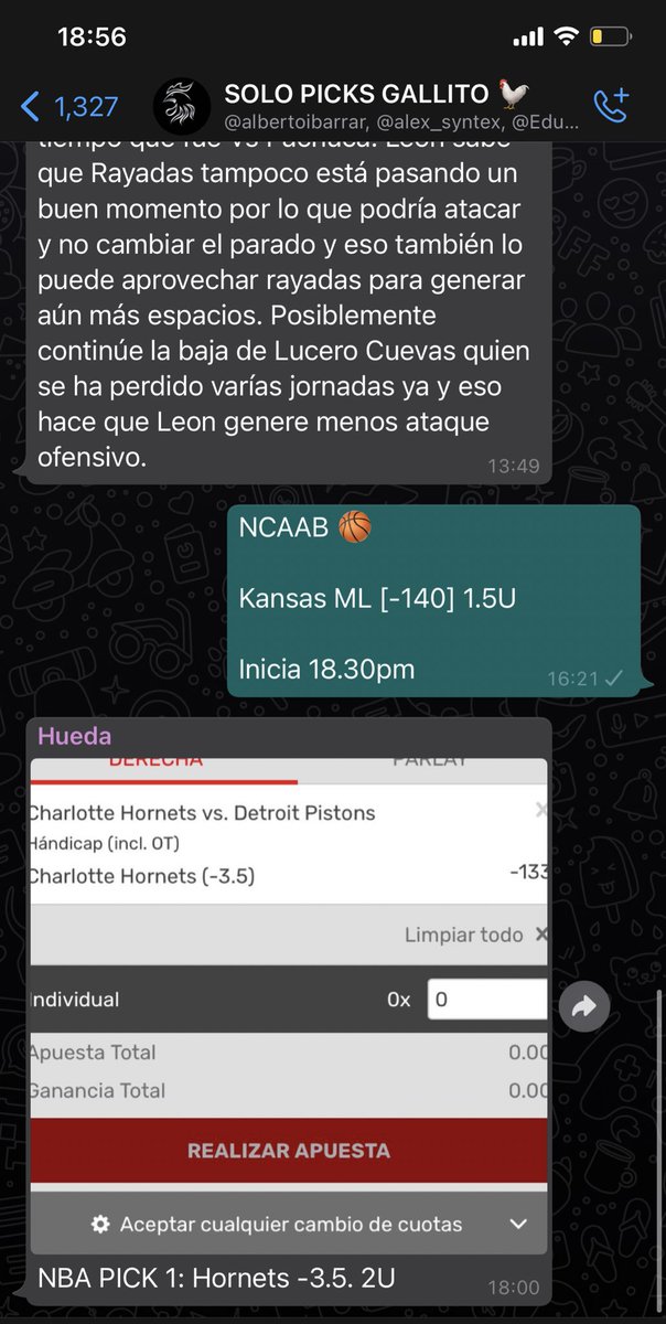 Si tenemos día perfecto en el grupo premium les regalo 10 free picks más a todos los que den RT y ❤️ 

3 jugadas pendientes, llevamos 6 días seguidos sumando💰