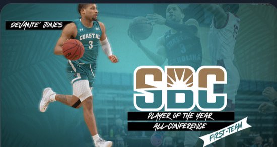 Congrats DJ! All Glory✊🏾 #risesons #purpleknight🏀 PLAYER OF THE YEAR in the Sun Belt Conference