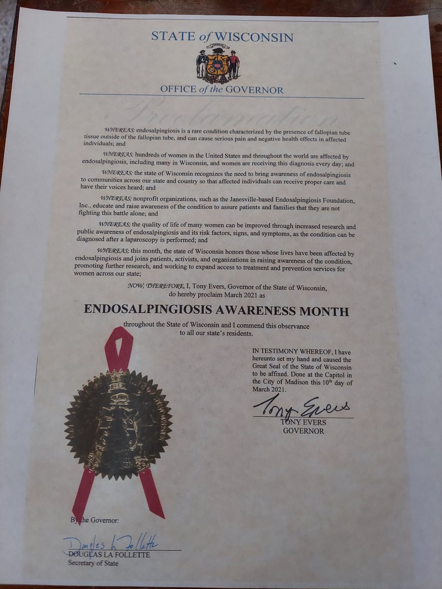 endosalfound's tweet photo. #EndosalpingiosisAwarness 
#MarchEndosalpingiosisAwarnessMonth #March2021 #GovernorTonyEvers #StateofWisconsin https://t.co/vLwluJ6dOQ