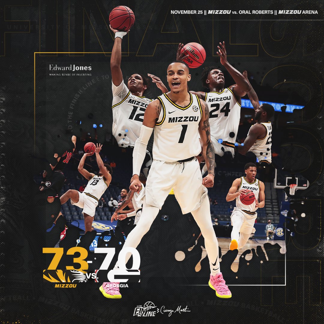 MizzouHoops's tweet photo. W! 

On to the quarterfinals.

FINAL: #Mizzou 73, Georgia 70

#ToTheFinishLine 🏁🐅 https://t.co/BoInro1TO6