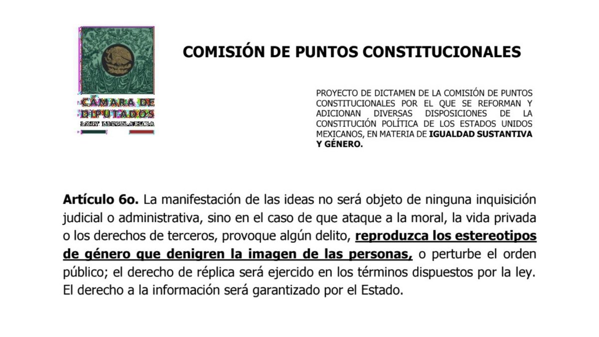 Bravo por Puntos Constitucionales en Diputados por reformar 30 arts. de la Constitución por IGUALDAD SUSTANTIVA Y DE GENERO

📌No podemos seguir permitiendo que con la excusa de la libertad de expresión, se marquen estereotipos de género que denigran la imagen de las personas!