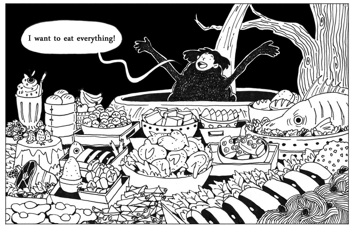I want to eat everything! A spread from my new zine :) Will be in my shop soon. 