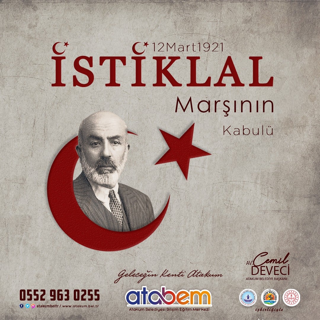 İstiklal Marşı'nın kabulünün 100. yıl dönümünde Milli Şairimiz Mehmet Âkif Ersoy'u saygı ve rahmetle anıyoruz.
#istiklalmarsı100yasında