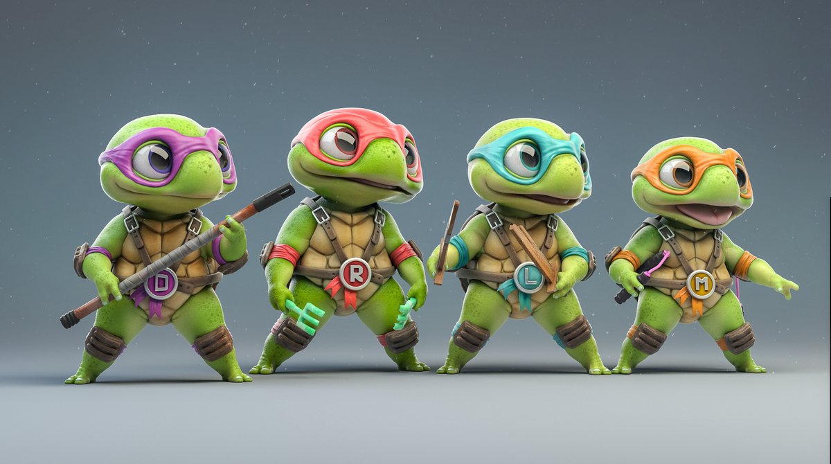 Les tortues Ninja version bébé par l'artiste digital @LelievreMickae2 : ne  sont-elles pas adorables ? ❤️, image size:1200x670